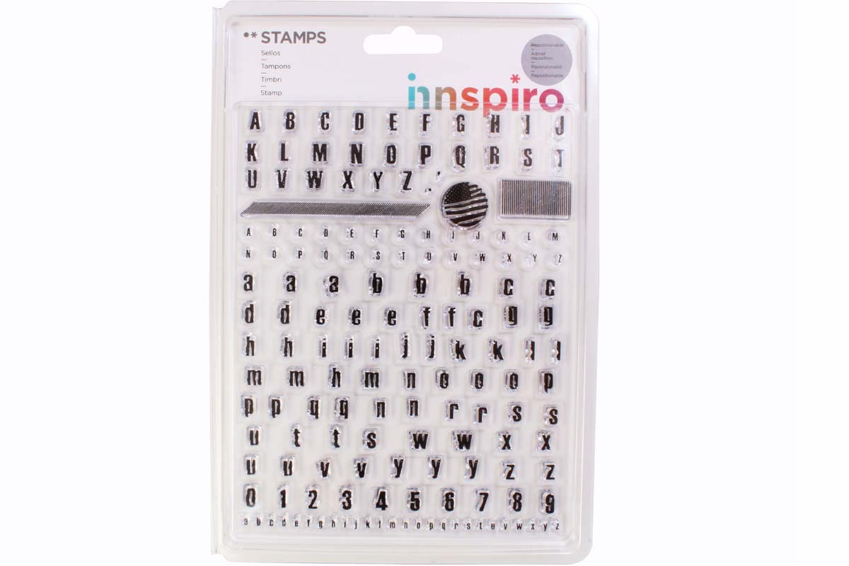 17340 Set tampons acryliques Alphabet imprimerie 14x18cm Innspiro