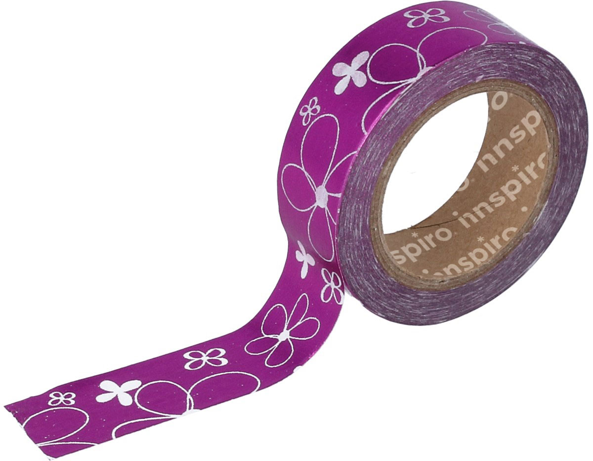 INNSPIRO Nastro Washi Tape In Carta Di Riso - Serie Floreale, Cuore Rosa, 15 Mm X 10 M - Riutilizzabile, Scrivibile, Per Decorazioni E Scrapbooking