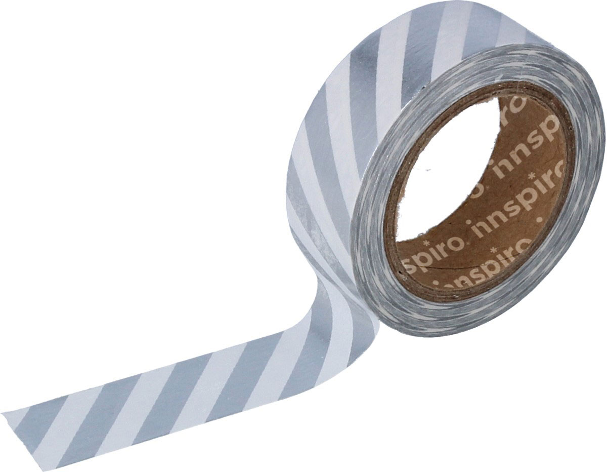 17406 Cinta masking tape Washi foil lineas plateado 15mm x10m Innspiro