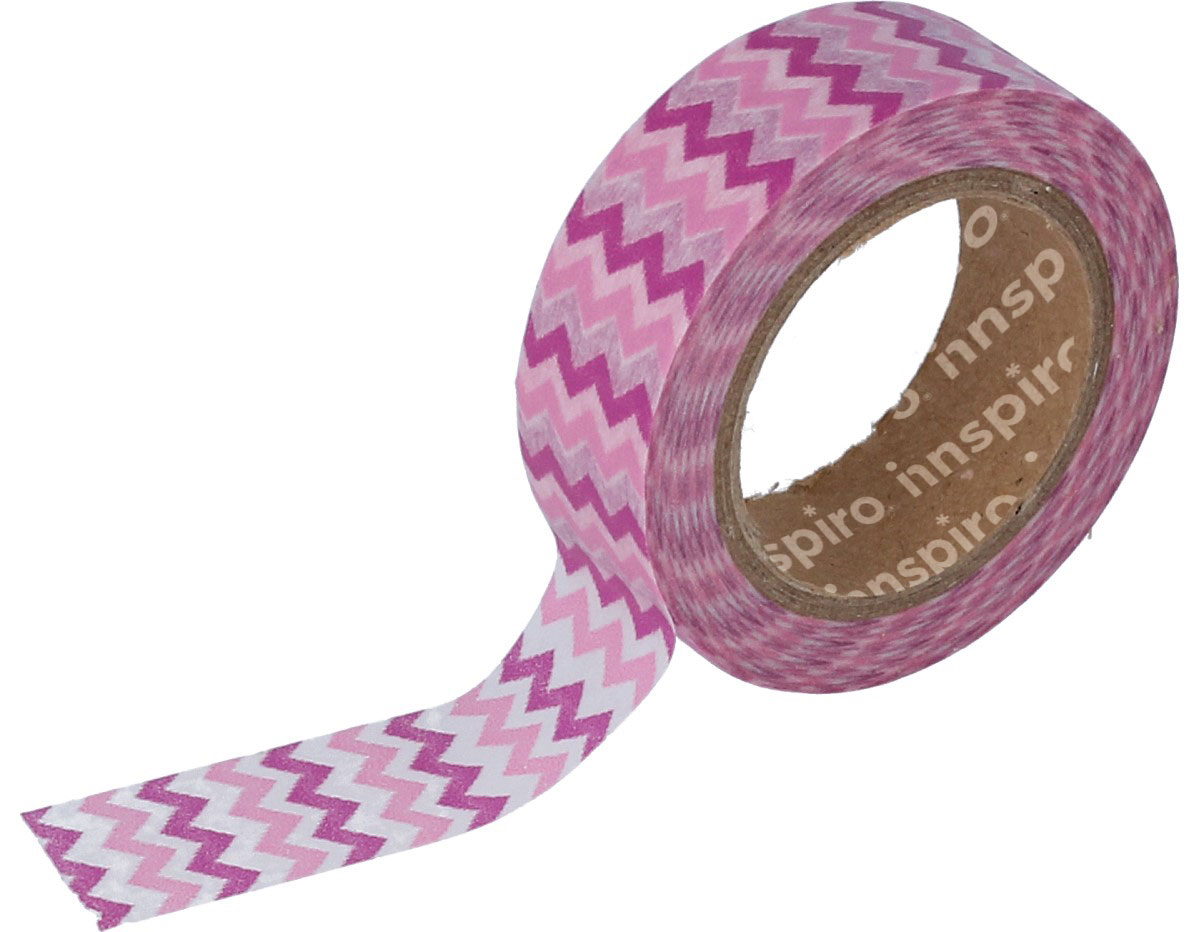 17415 Ruban masking tape Washi zigzag roses 15mm x10m Innspiro