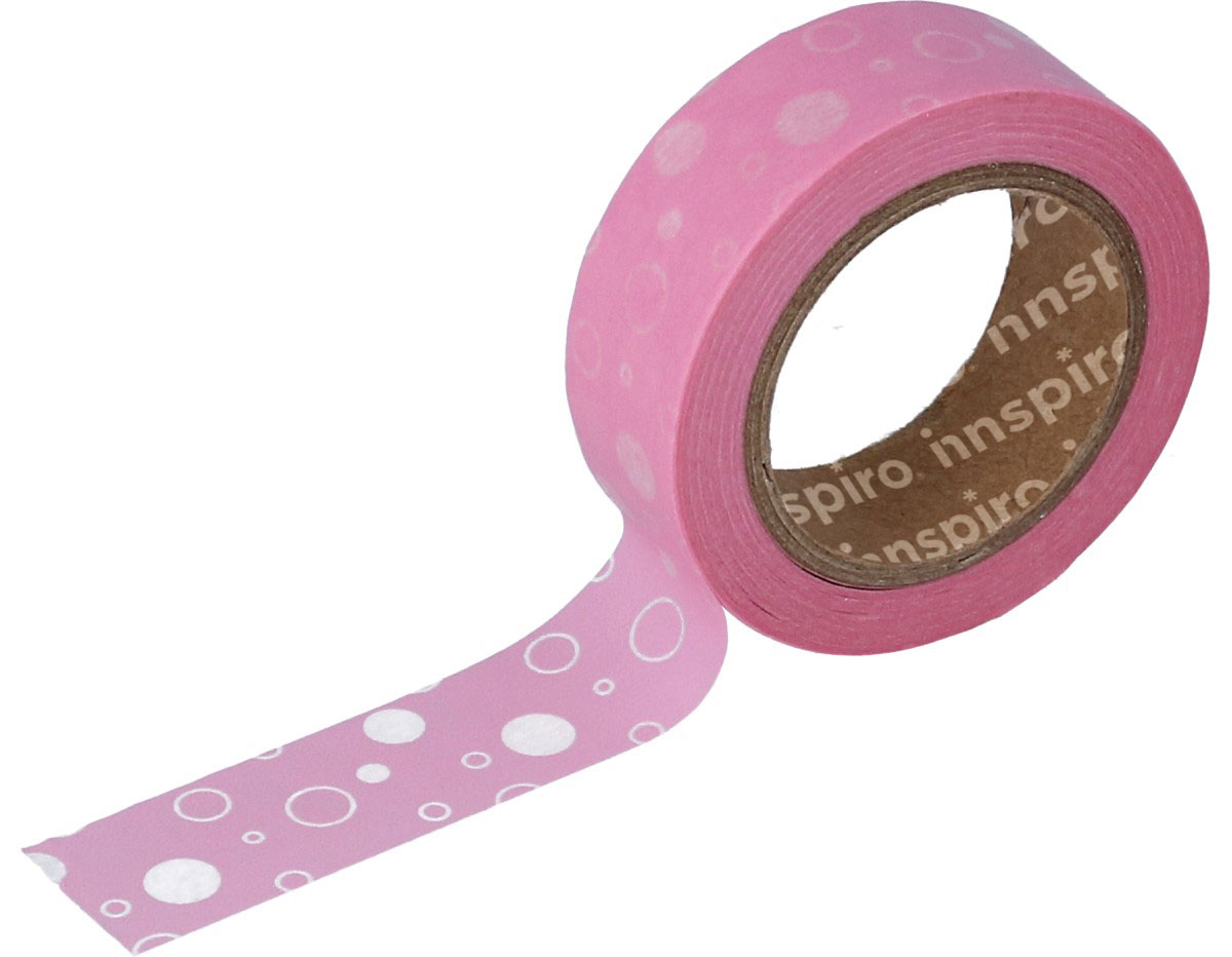 17416 Cinta masking tape Washi topos rosas 15mm x10m Serie Tutti frutti Innspiro