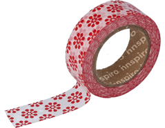 17435 Ruban masking tape Washi fleurs rouges 15mm x10m Innspiro - Article