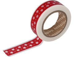 17436 Cinta masking tape Washi ribete estrellas rojo 15mm x10m Innspiro - Ítem
