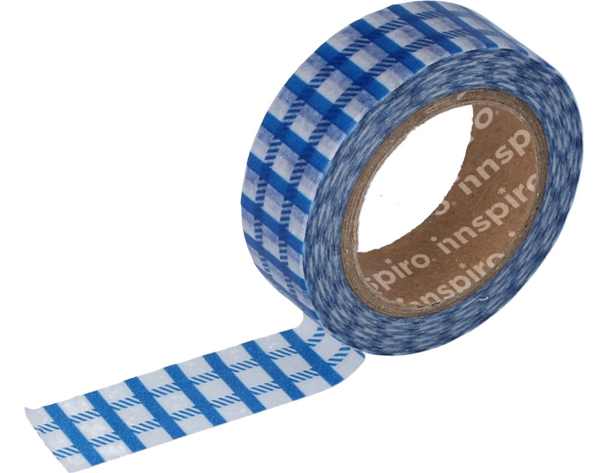 17446 Ruban masking tape Washi carres bleu 15mm x10m Innspiro