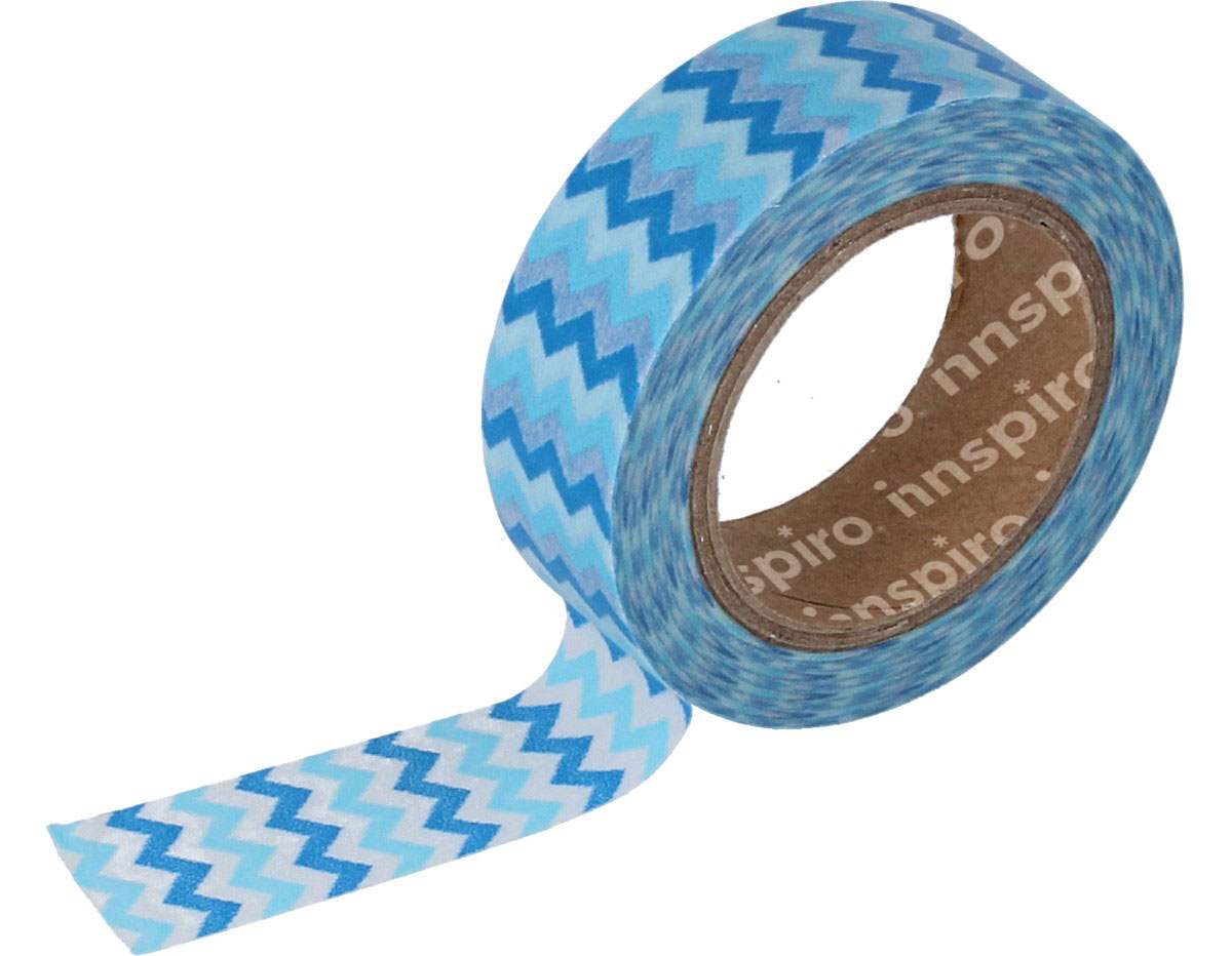 17449 Cinta masking tape Washi zig zag azules 15mm x10xm Innspiro
