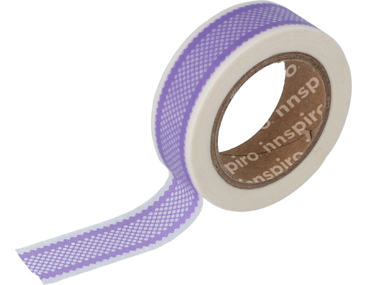 17452 Ruban masking tape Washi bordure lilas 15mm x10m Innspiro