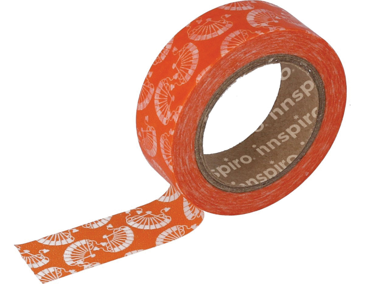 17459 Cinta masking tape Washi abanico naranja 15mm x10m Innspiro