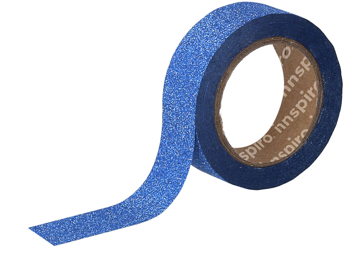 17471 Cinta masking tape purpurina azul 15mm x6 5m Innspiro