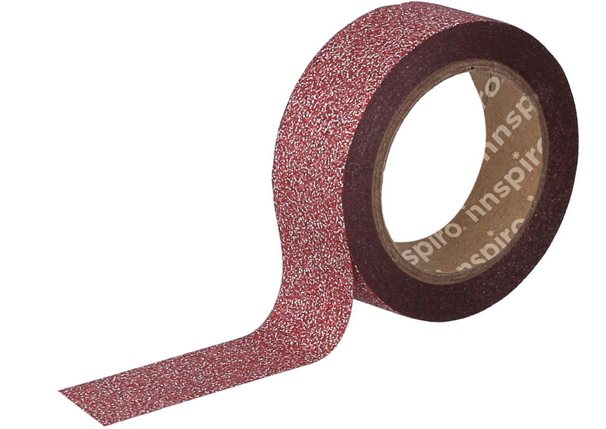 17472 Ruban masking tape Washi glitter rouge 15mm x10m Innspiro