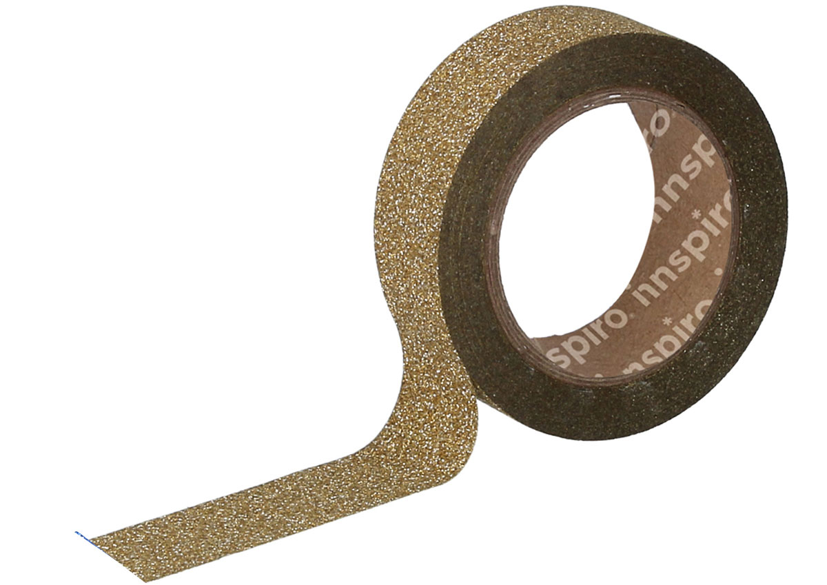 17475 Ruban masking tape Washi glitter dore 15mm x10m Innspiro
