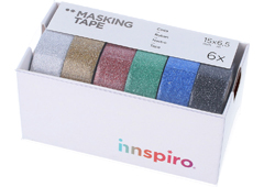 17503 Set 6 rubans masking tape Washi foil Serie Glitter Innspiro - Article