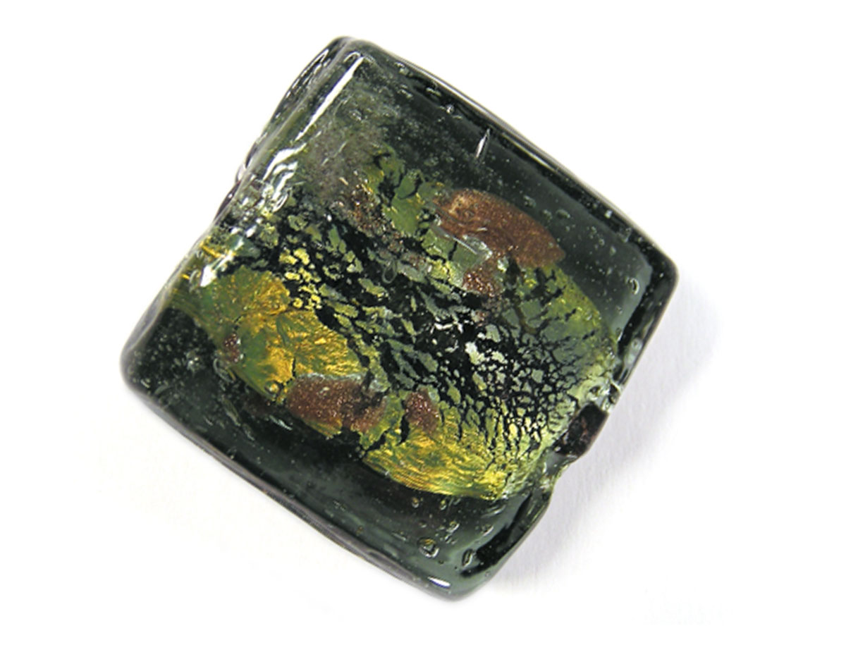 17703 Z17703 Perle en verre carree transparente vert Innspiro