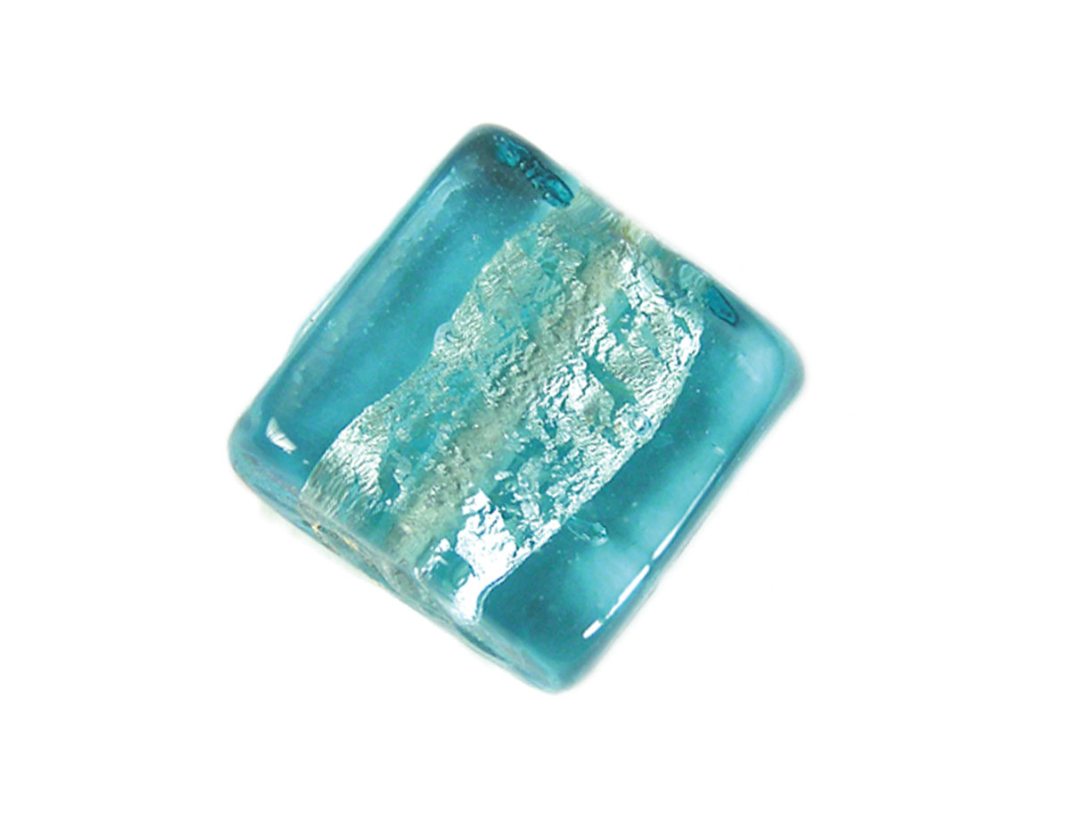 17722 Z17722 Perle en verre carree transparente bleu ciel Innspiro