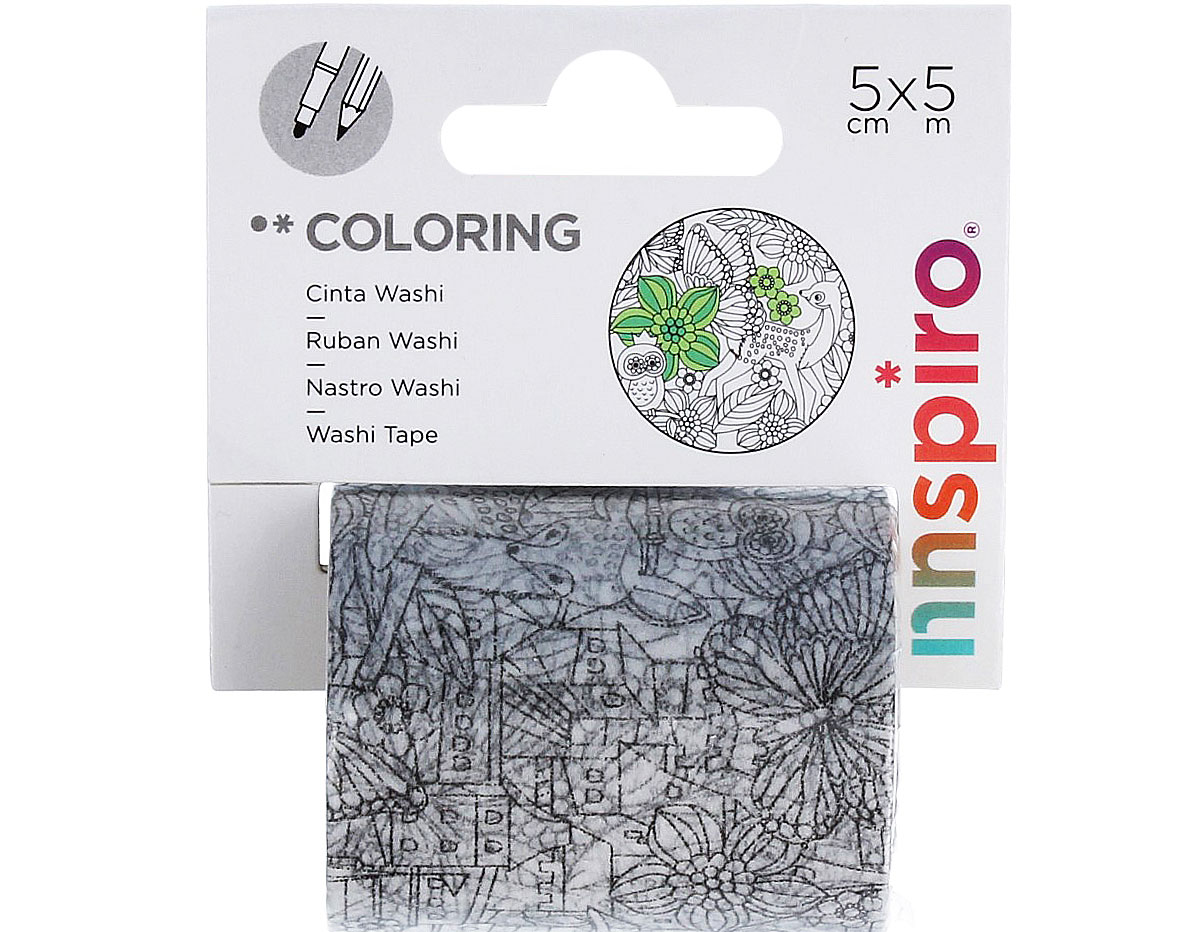 18204 Ruban washi tape pour colorier COLORING Foret Innspiro