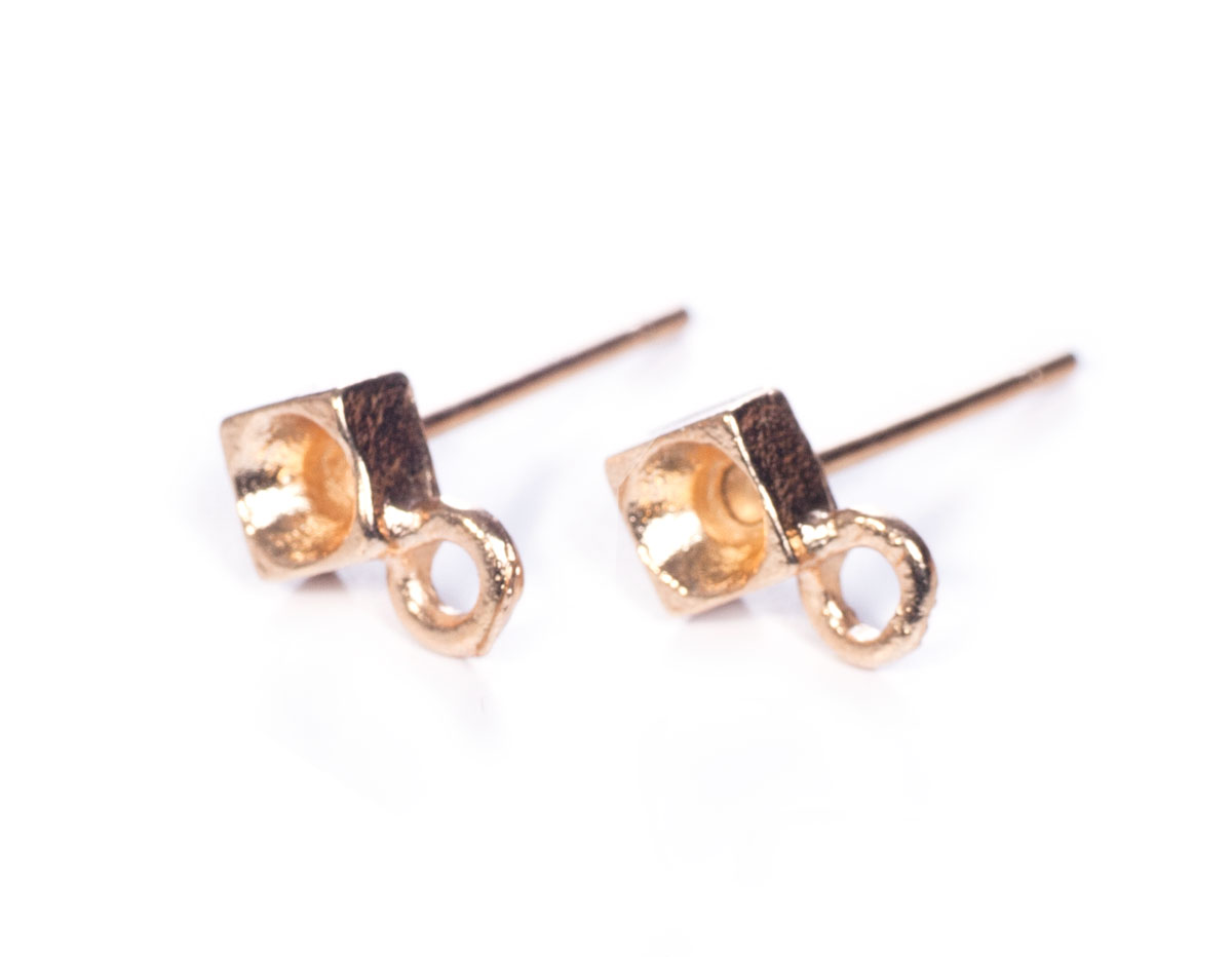 200001 A200001 Boucle d oreilles metallique pour incruster carree avec anneau dore Innspiro