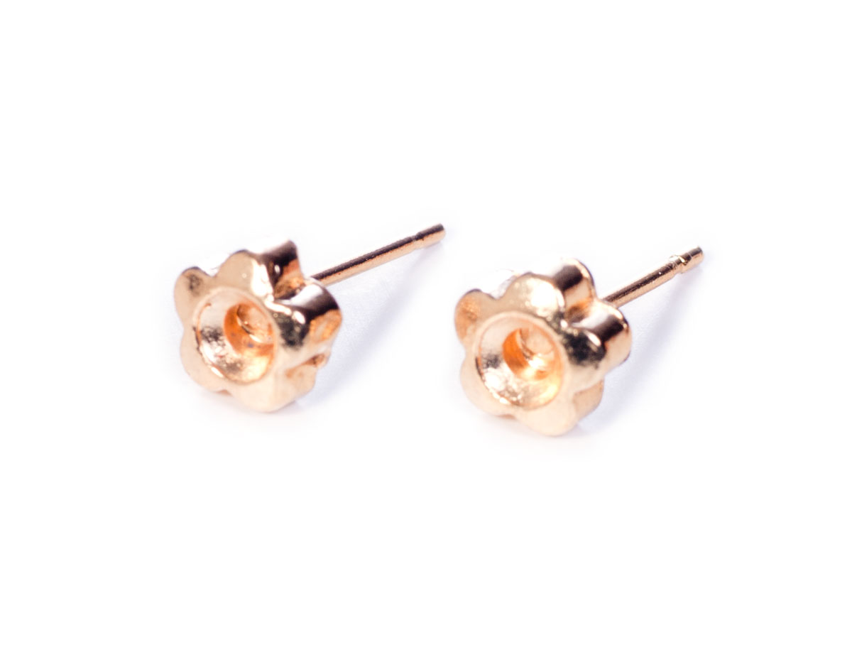 200006 A200006 Boucle d oreilles metallique pour incruster fleur doree Innspiro
