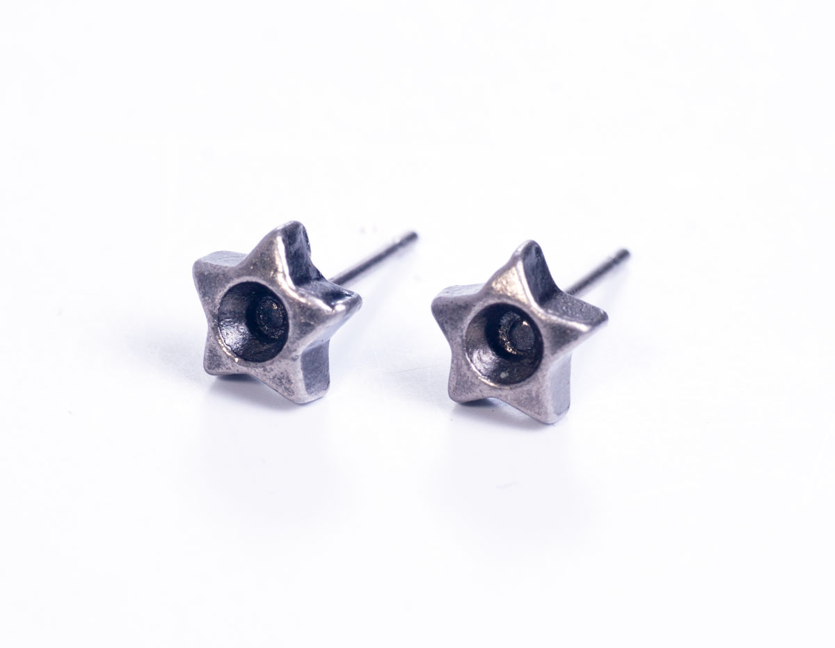 204005 A204005 Boucle d oreilles metallique pour incruster etoile argente vieilli Innspiro