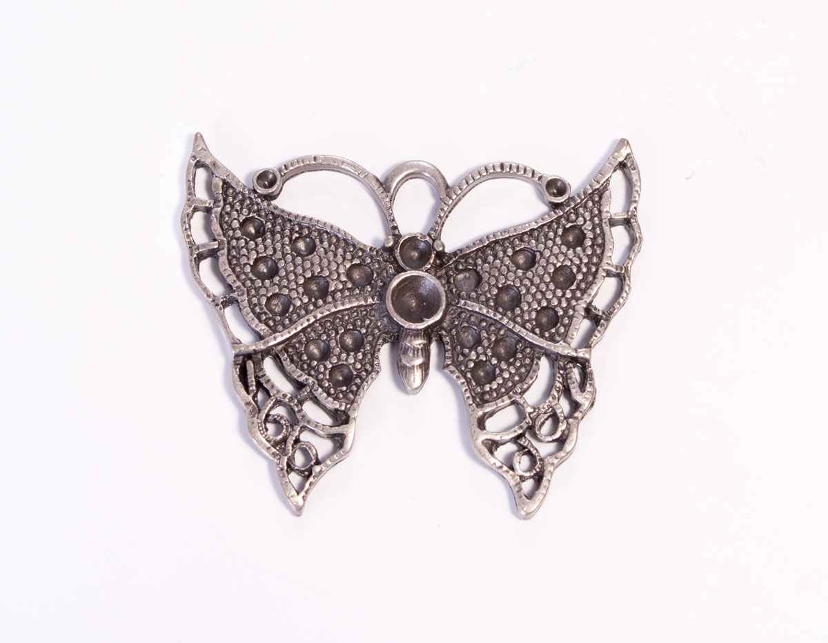 204153 Figure montage metallique papillon argente vieilli pour incruster Innspiro