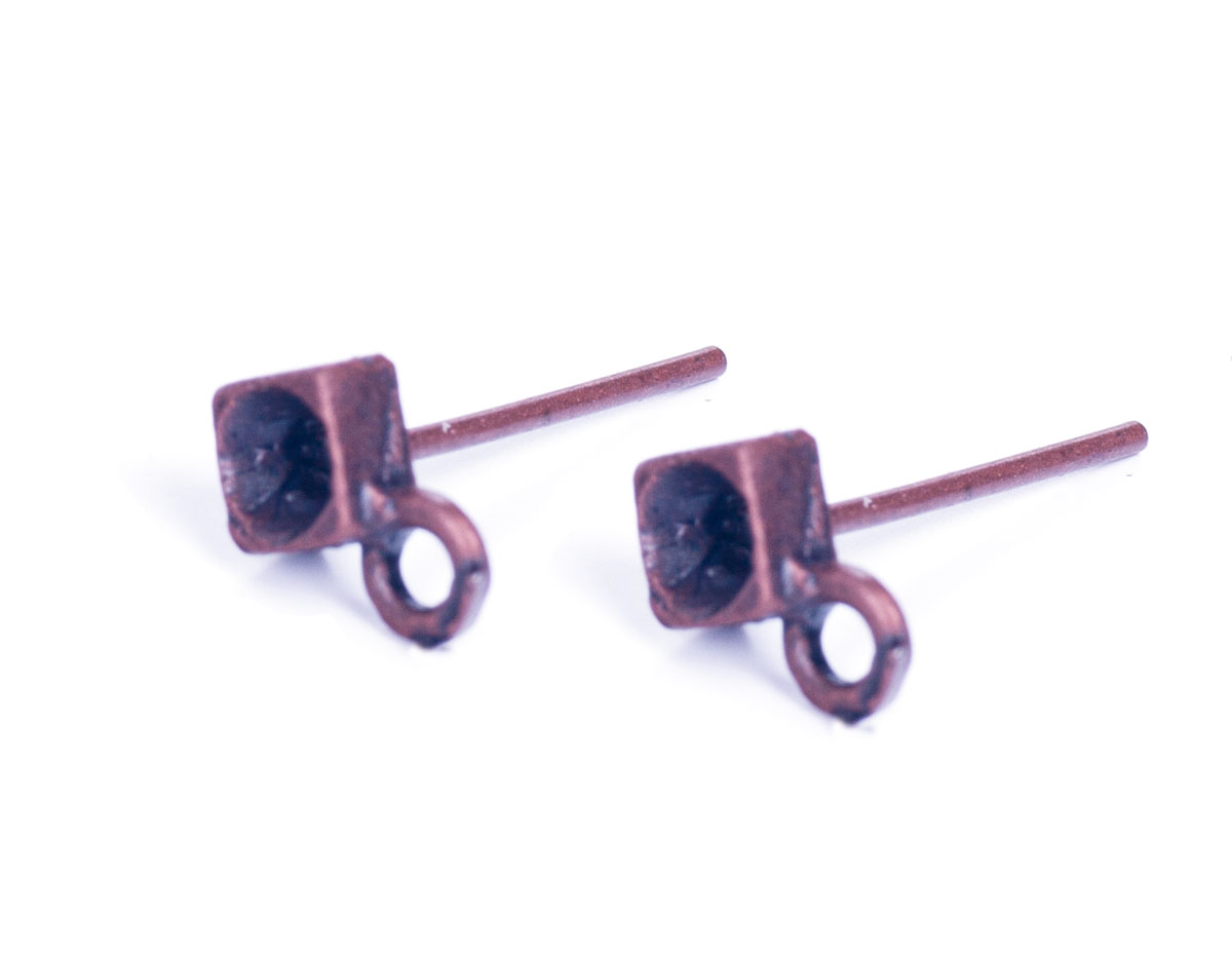 206001 A206001 Boucle d oreilles metallique pour incruster carre avec anneau cuivre vieilli Innspiro