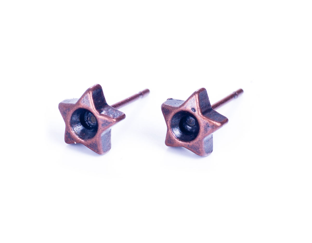 206005 A206005 Boucle d oreilles metallique pour incruster etoile cuivre vieilli Innspiro