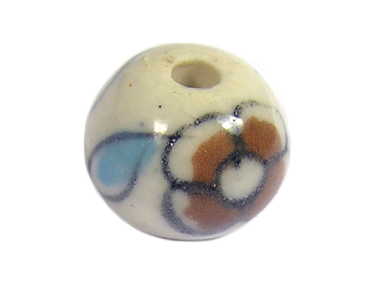 Z213510 213510 Perle ceramique boule emaillage blanc avec fleur orange Innspiro