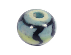 213520 Z213520 Perle ceramique boule emaillage bleu et jaune avec lignes noires Innspiro - Article