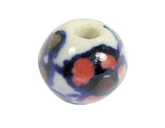 Z213522 213522 Cuenta ceramica bola esmaltada blanca con flor roja Innspiro - Ítem
