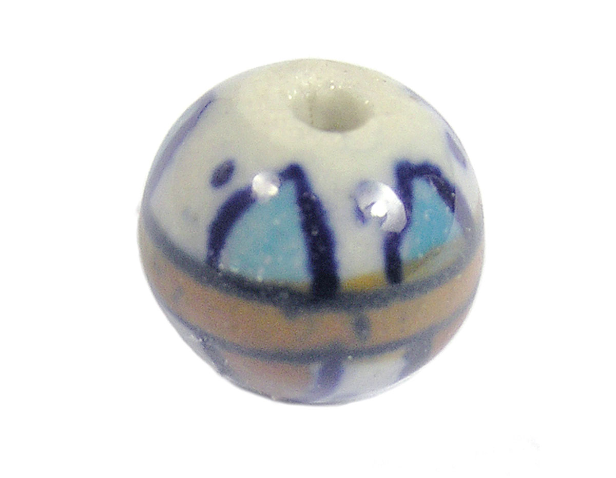 Z213524 213524 Cuenta ceramica bola esmaltada azul y marron Innspiro