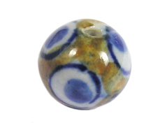 Z213526 213526 Perle ceramique boule emaillage marron avec ronds blancs et bleus Innspiro - Article