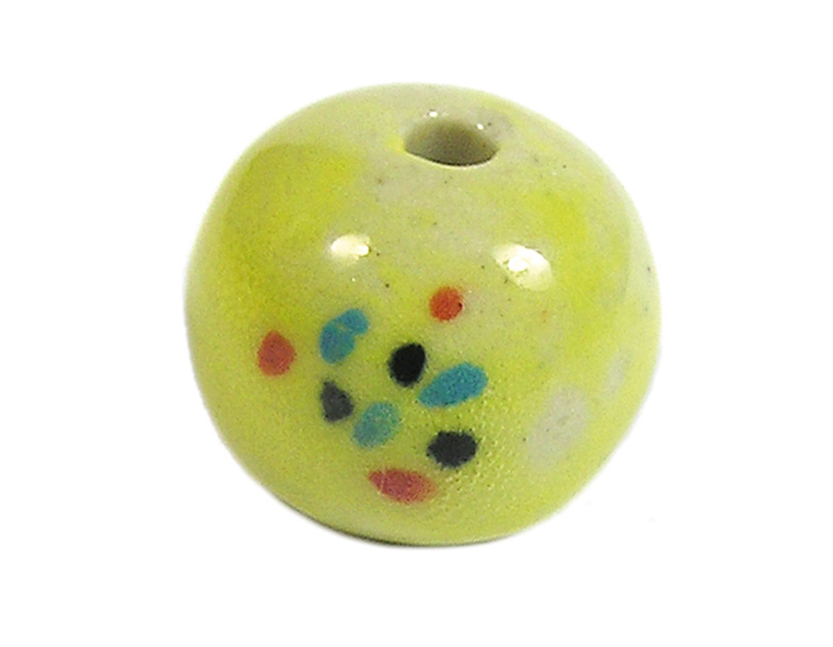 213549 Z213549 Perle ceramique boule emaillage jaune avec points de couleurs Innspiro