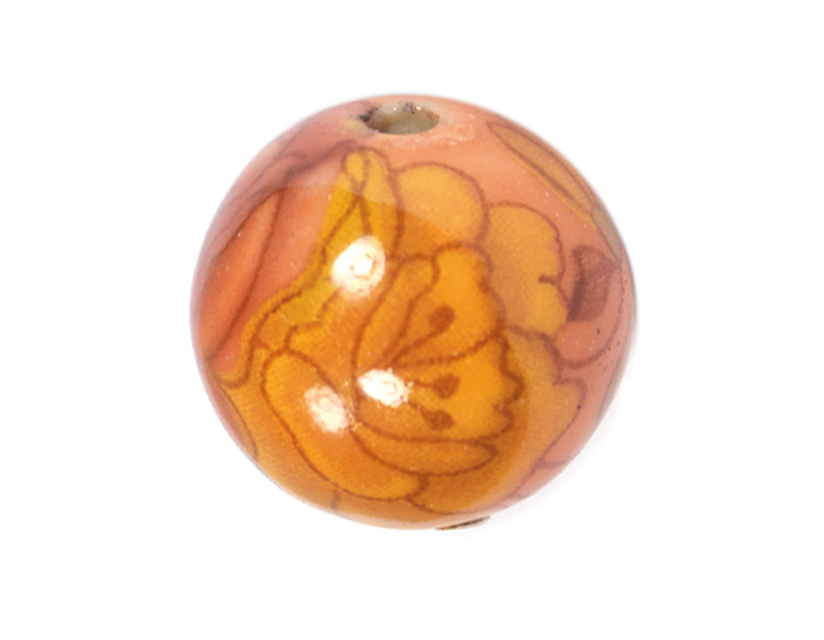 213551 Z213551 Perle ceramique boule decoree orange Innspiro