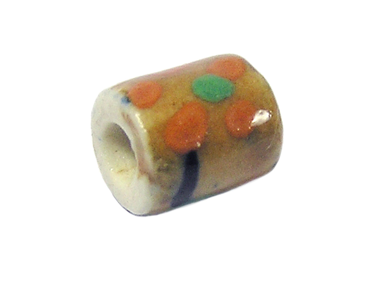Z213575 213575 Perle ceramique cylindre emaillage marron avec lignes de couleurs Innspiro