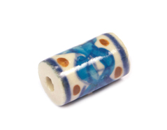 Z213584 213584 Perle ceramique cylindre emaillage avec dessin bleu et marron Innspiro - Article