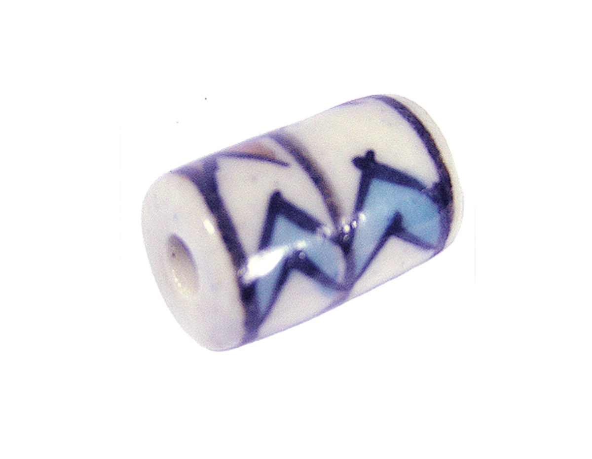 213588 Z213588 Perle ceramique cylindre emaillage blanc avec lignes de couleurs Innspiro