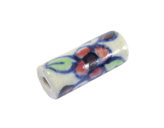 213605 Z213605 Perle ceramique cylindre emaillage blanc avec fleur rouge Innspiro - Article