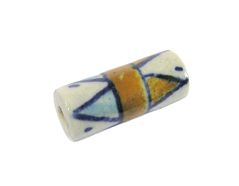 Z213607 213607 Cuenta ceramica cilindro esmaltada blanca con dibujo marron y azul Innspiro - Ítem