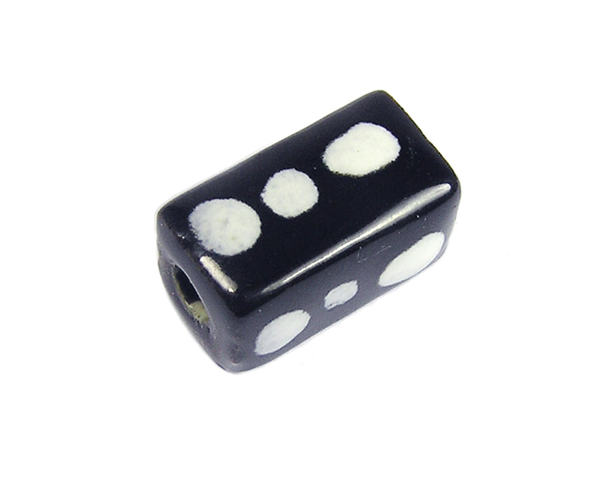 Z213616 213616 Perle ceramique rectangle emaillage noir avec points blancs Innspiro