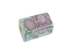 Z213619 213619 Perle ceramique rectangle decoree bleu avec fleur lila Innspiro - Article
