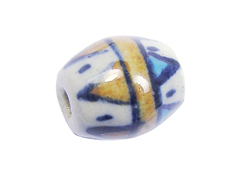 Z213633 213633 Cuenta ceramica oval esmaltada blanca con triangulos marrones y azules Innspiro - Ítem