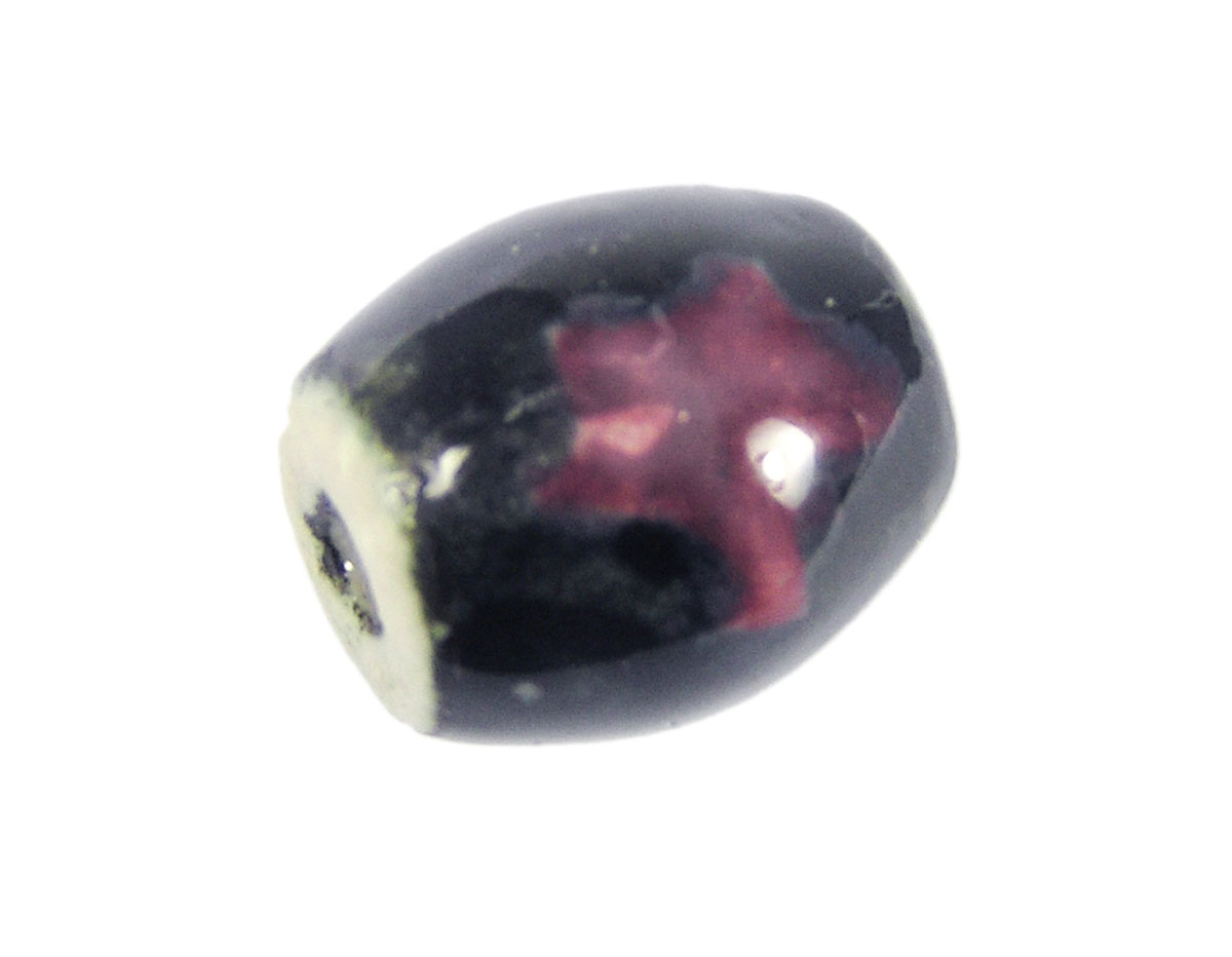 Z213638 213638 Perle ceramique ovale emaillage noir avec etoile grenat Innspiro