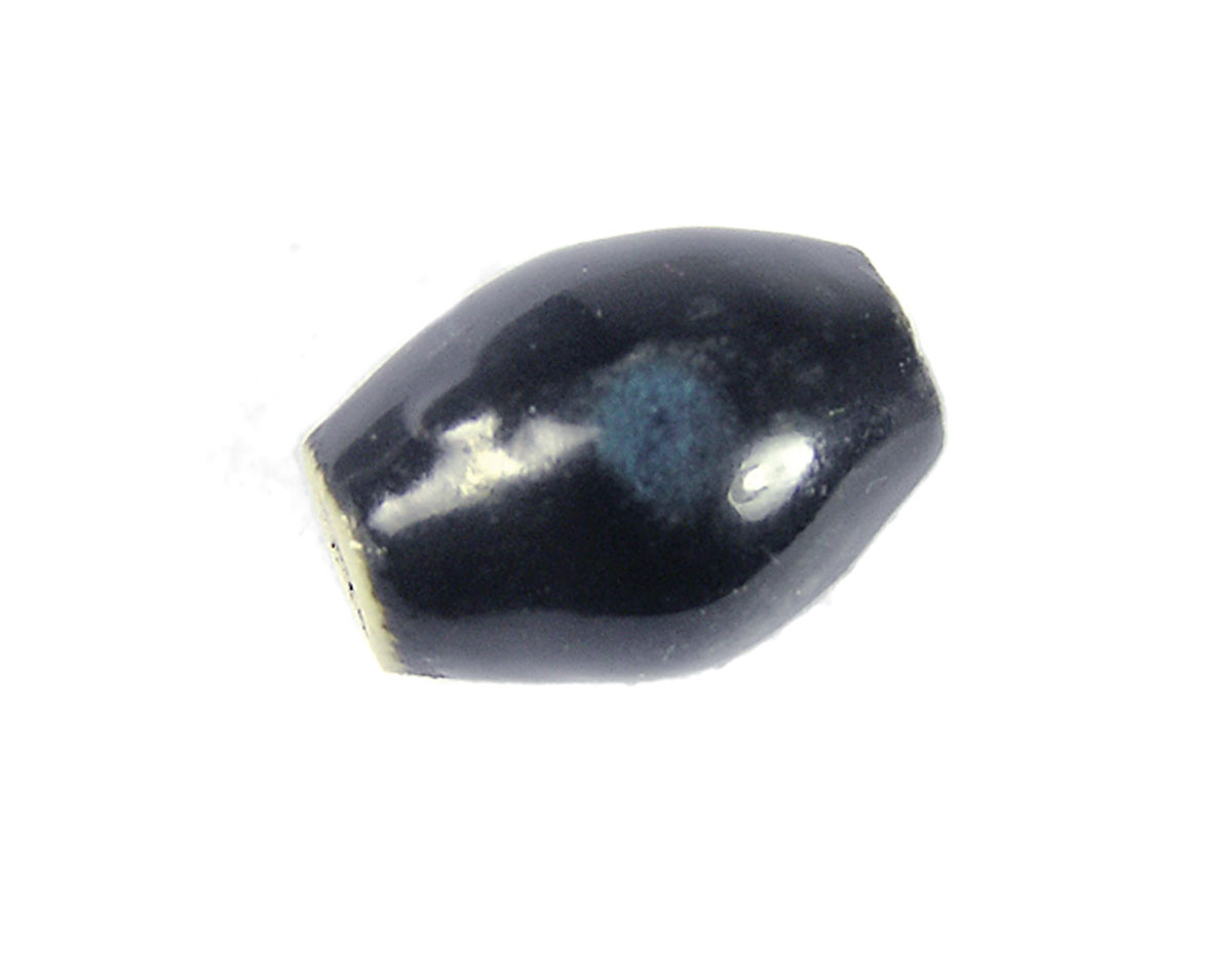 Z213642 213642 Cuenta ceramica oval esmaltada negra con topos azules Innspiro