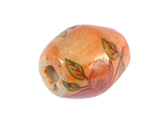 Z213655 213655 Perle ceramique ovale decoree rose avec fleur rouge Innspiro - Article