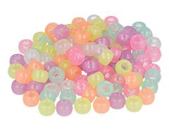 259002 Perles cassis en plastique eco multicolore phosphorescent diam 9mm 1000u aprox trou de de 4mm Sachet Innspiro - Article