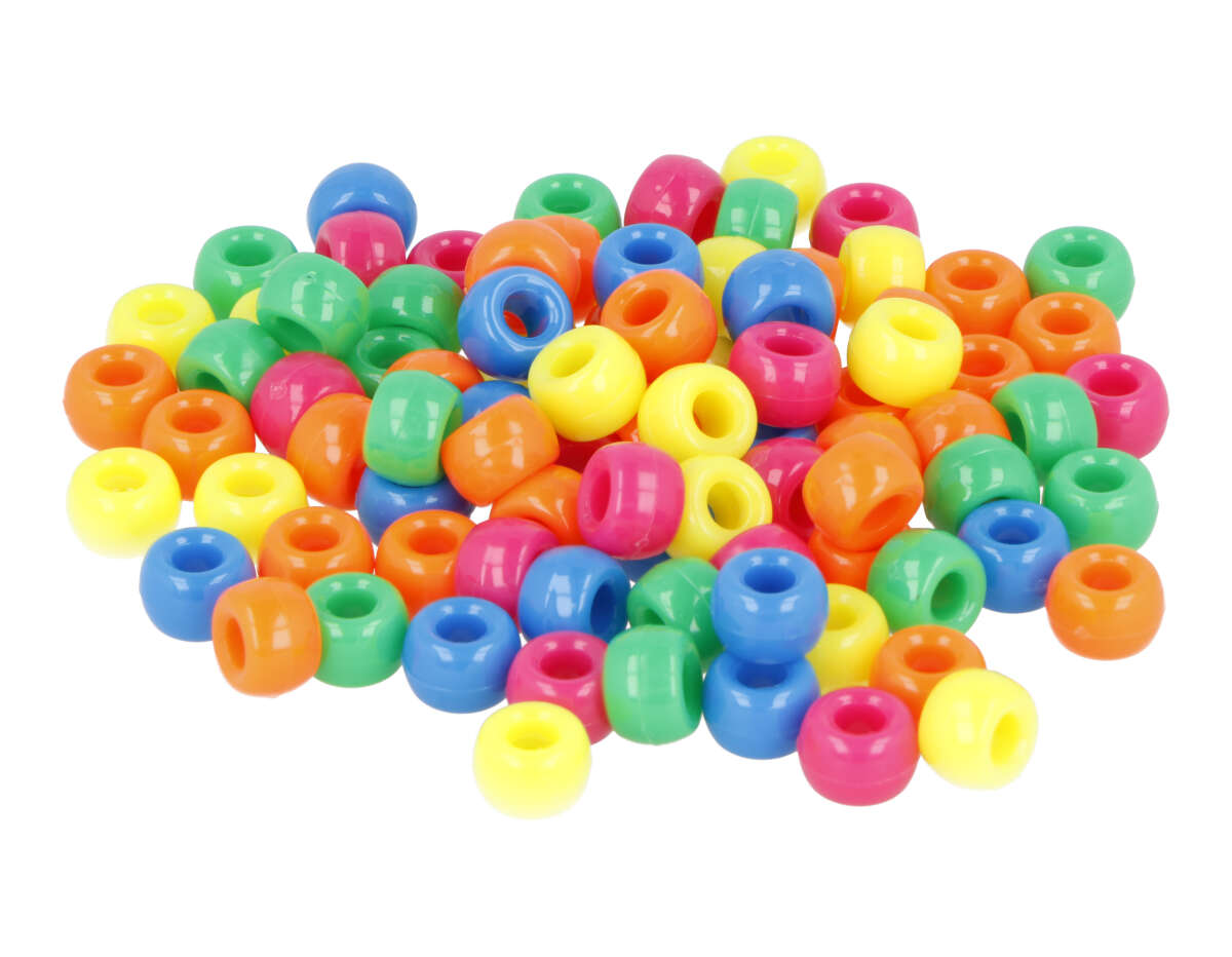 259004 Perles cassis en plastique eco multicolore Neon diam 9mm 1000u aprox trou de de 4mm Sachet Innspiro