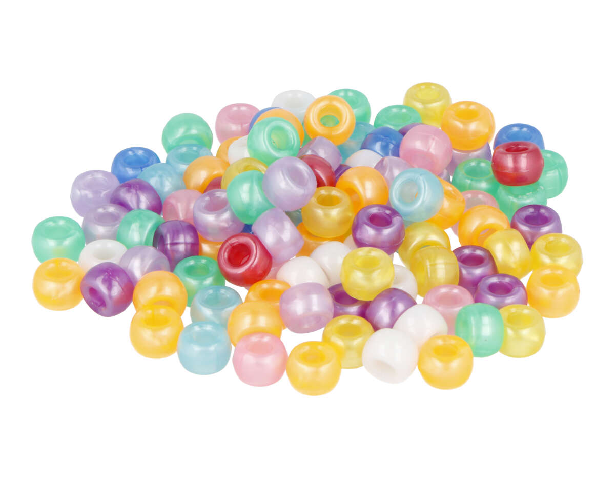 259005 Perles cassis en plastique eco multicolore nacre diam 9mm 1000u aprox trou de 4mm Sachet Innspiro