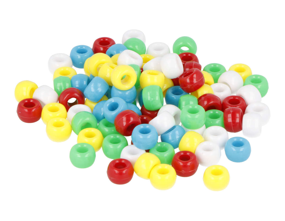 259006 Perles cassis en plastique eco multicolore opaque diam 9mm 1000u aprox trou de 4mm Sachet Innspiro