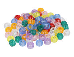 259007 Perles cassis en plastique eco multicolore pailletees diam 9mm 1000u aprox trou de 4mm Sachet Innspiro - Article