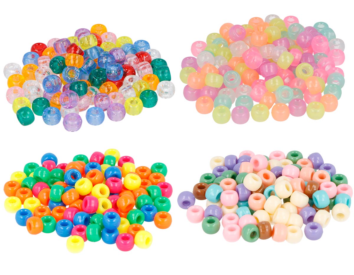 259020 Perles en plastique eco cassis multicolore paillete neon phosphorescent pastel diam 9mm 4 sachets de400u 1600u aprox trou Innspiro