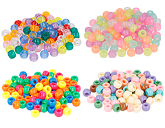 259020 Perles en plastique eco cassis multicolore paillete neon phosphorescent pastel diam 9mm 4 sachets de400u 1600u aprox trou Innspiro - Article