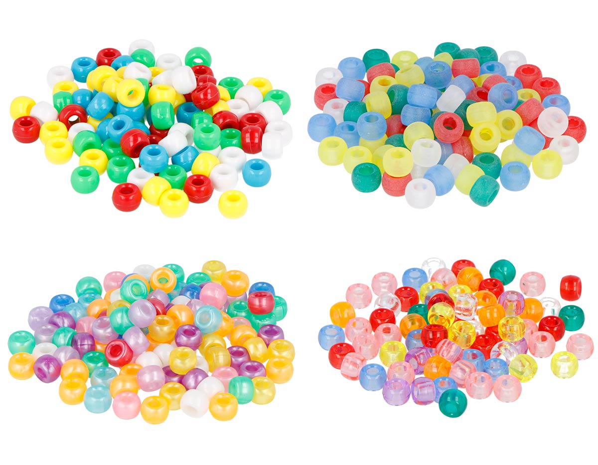 259021 Perles en plastique eco cassis multicolore Opaq nacre transparent Mat diam 9mm4 sachets 400u aprox 1600u aprox trou 4mm Innspiro
